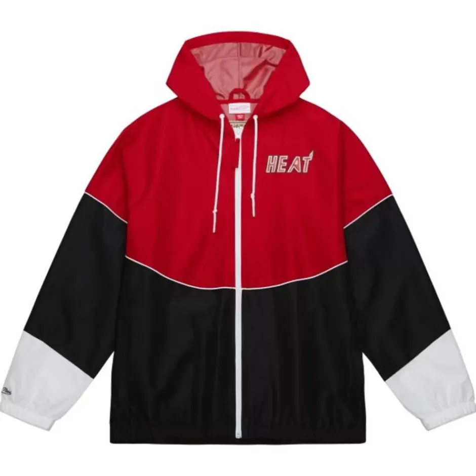 Men Mitchell & Ness Jackets & Outerwear-Home Team Lightweight Windbreaker Miami Heat