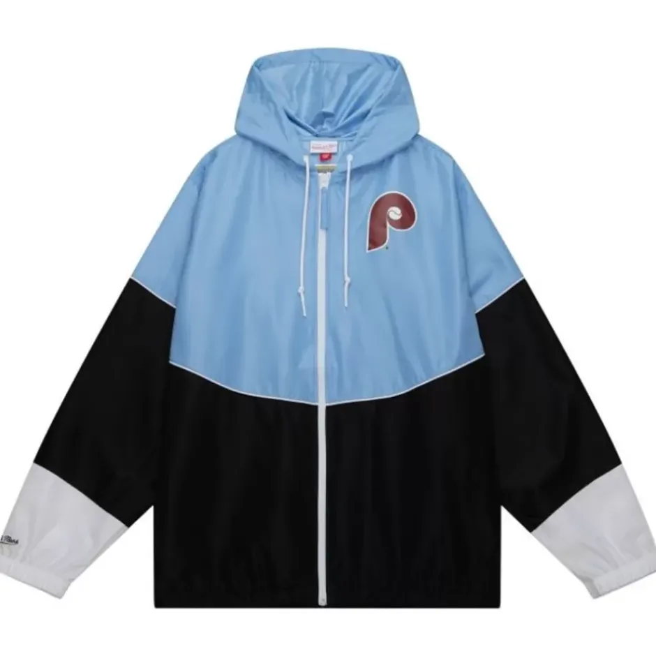 Men Mitchell & Ness Jackets & Outerwear-Home Team Lightweight Windbreaker Philadelphia Phillies
