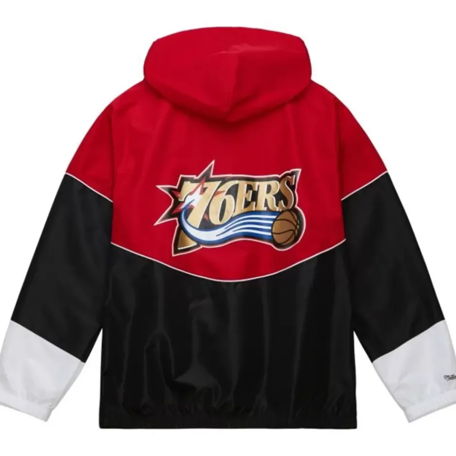 Men Mitchell & Ness Jackets & Outerwear-Home Team Lightweight Windbreaker Philadelphia 76Ers