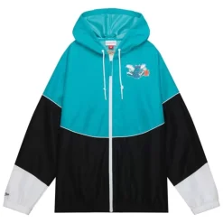 Men Mitchell & Ness Jackets & Outerwear-Home Team Lightweight Windbreaker Charlotte Hornets