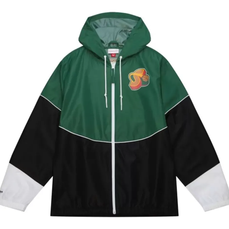 Men Mitchell & Ness Jackets & Outerwear-Home Team Lightweight Windbreaker Seattle Supersonics