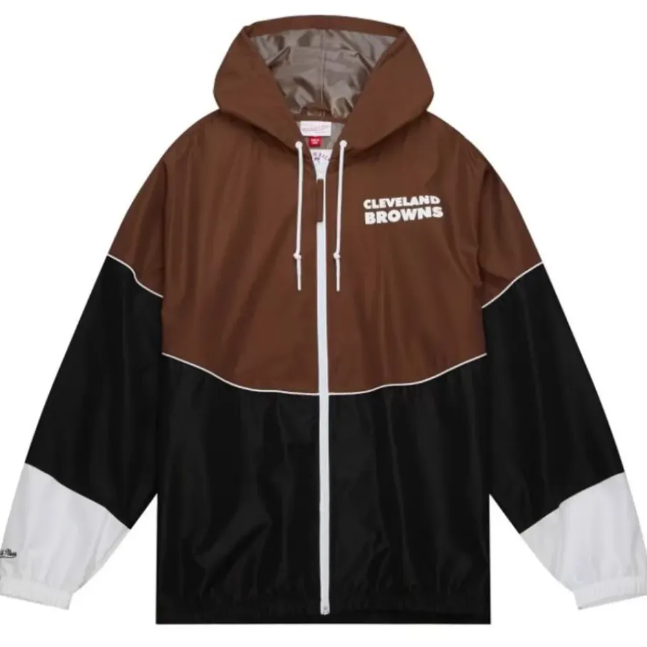 Men Mitchell & Ness Jackets & Outerwear-Home Team Lightweight Windbreaker Cleveland Browns