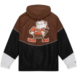 Men Mitchell & Ness Jackets & Outerwear-Home Team Lightweight Windbreaker Cleveland Browns