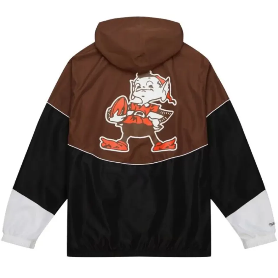 Men Mitchell & Ness Jackets & Outerwear-Home Team Lightweight Windbreaker Cleveland Browns