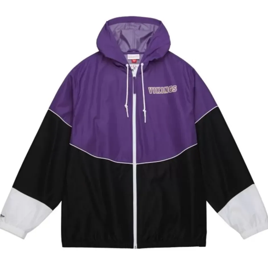 Men Mitchell & Ness Jackets & Outerwear-Home Team Lightweight Windbreaker Minnesota Vikings