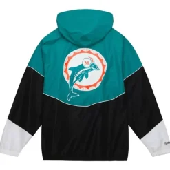 Men Mitchell & Ness Jackets & Outerwear-Home Team Lightweight Windbreaker Miami Dolphins