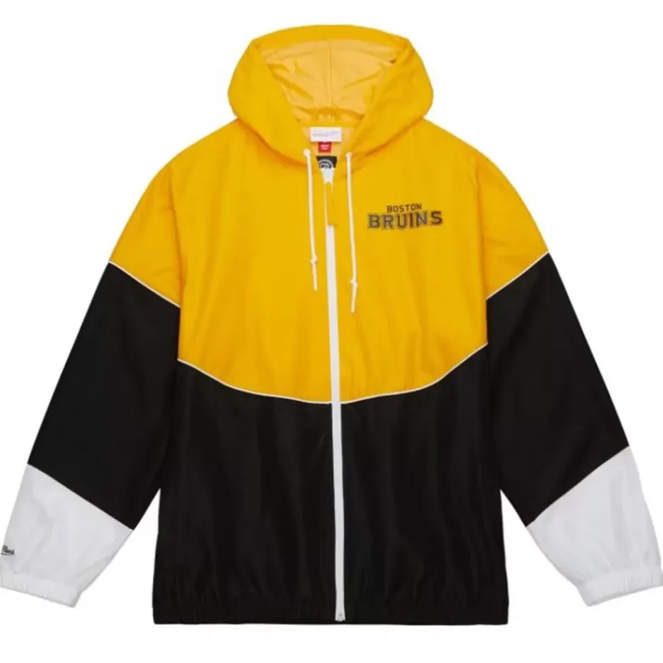 Men Mitchell & Ness Jackets & Outerwear-Home Team Lightweight Windbreaker Boston Bruins