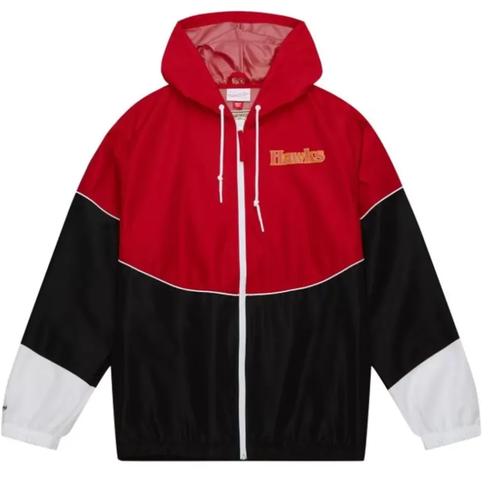 Men Mitchell & Ness Jackets & Outerwear-Home Team Lightweight Windbreaker Atlanta Hawks