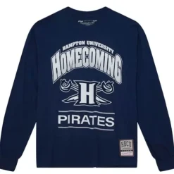 Men Mitchell & Ness T-Shirts & Tops-Homecoming Arch Ls Tee Hampton University