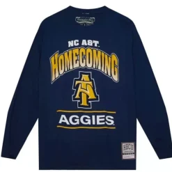 Men Mitchell & Ness T-Shirts & Tops-Homecoming Arch Ls Tee North Carolina A&T University