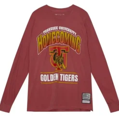 Men Mitchell & Ness T-Shirts & Tops-Homecoming Arch Ls Tee Tuskegee University