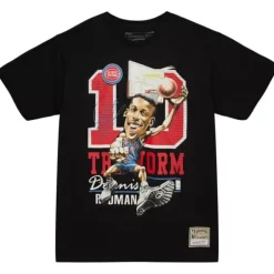Men Mitchell & Ness T-Shirts & Tops-Hwc Caricatures Detroit Pistons Dennis Rodman
