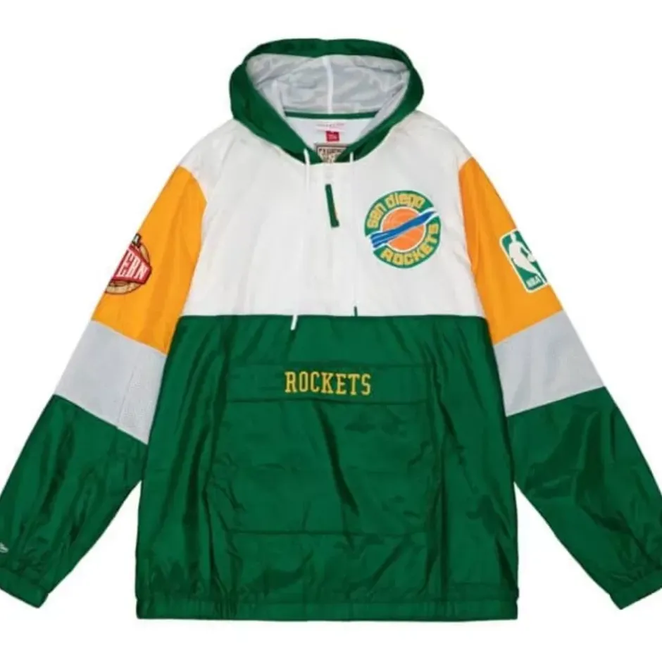 Men Mitchell & Ness Jackets & Outerwear-Hwc Night Surprise Win Windbreaker San Diego Rockets