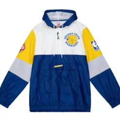 Men Mitchell & Ness Jackets & Outerwear-Hwc Night Surprise Win Windbreaker Golden State Warriors
