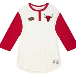 Men Mitchell & Ness T-Shirts & Tops-Icon Henley Chicago Bulls