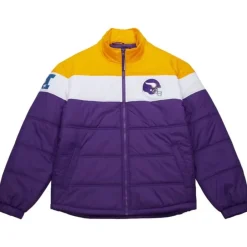 Men Mitchell & Ness Jackets & Outerwear-In The Clutch Puffer Jacket Vintage Logo Minnesota Vikings