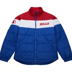 Men Mitchell & Ness Jackets & Outerwear-In The Clutch Puffer Jacket Vintage Logo Buffalo Bills