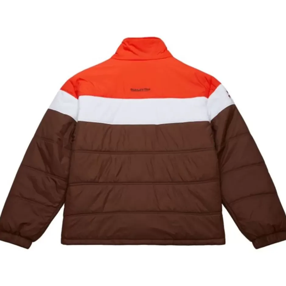 Men Mitchell & Ness Jackets & Outerwear-In The Clutch Puffer Jacket Vintage Logo Cleveland Browns