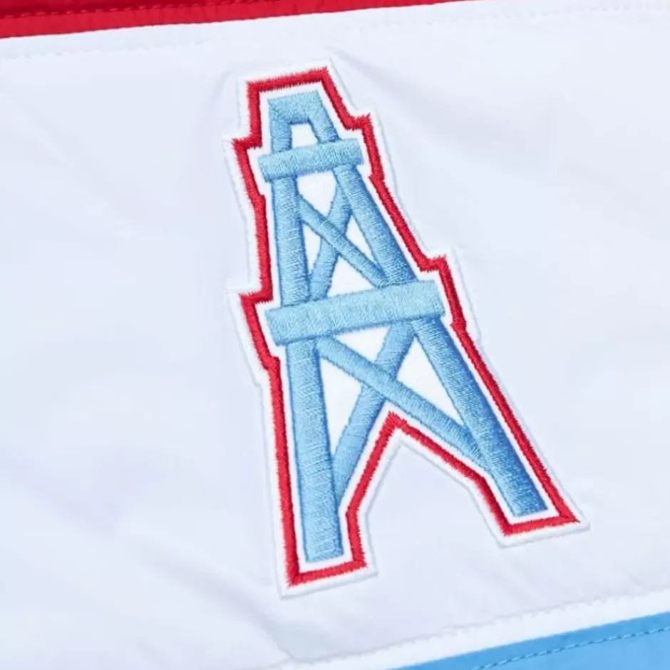 Men Mitchell & Ness Jackets & Outerwear-In The Clutch Puffer Jacket Vintage Logo Houston Oilers