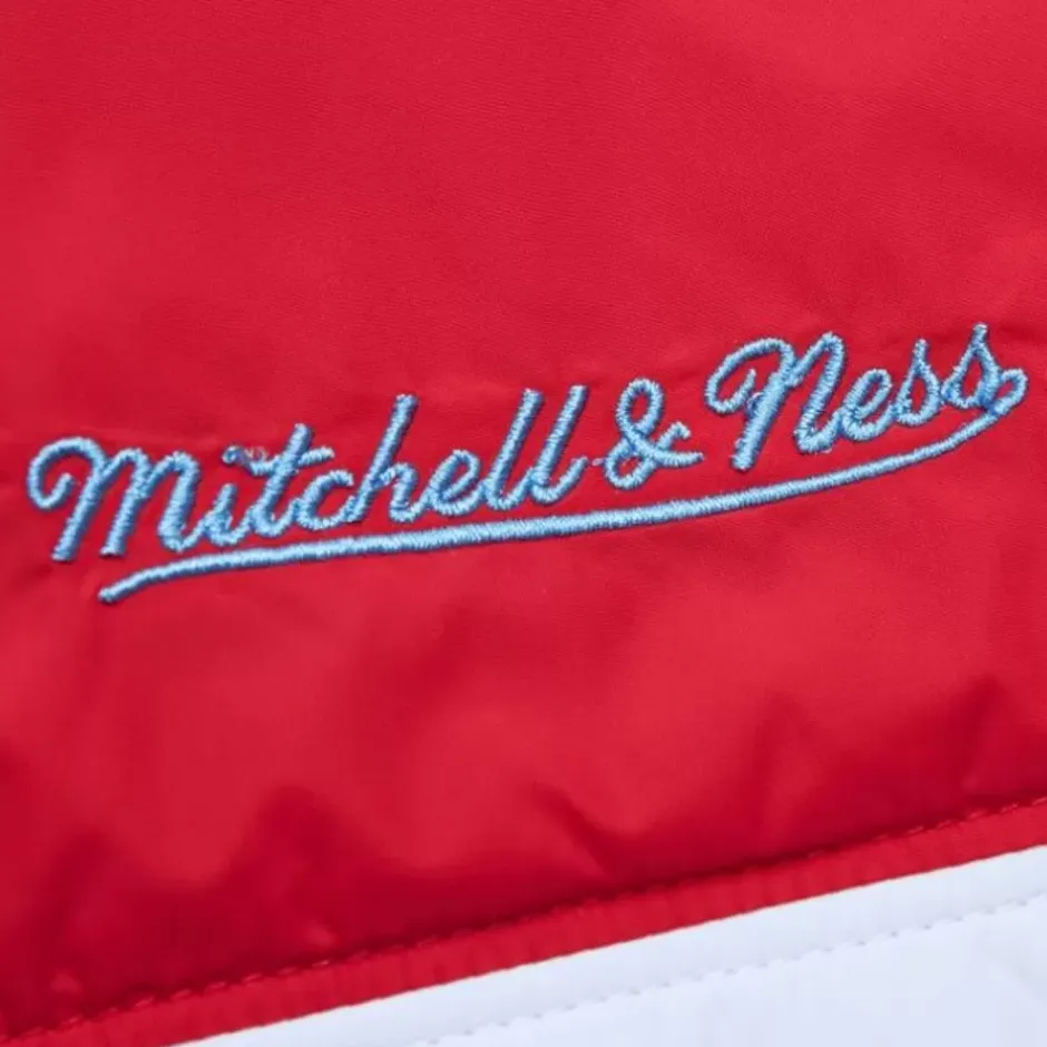 Men Mitchell & Ness Jackets & Outerwear-In The Clutch Puffer Jacket Vintage Logo Houston Oilers