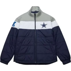 Men Mitchell & Ness Jackets & Outerwear-In The Clutch Puffer Jacket Vintage Logo Dallas Cowboys