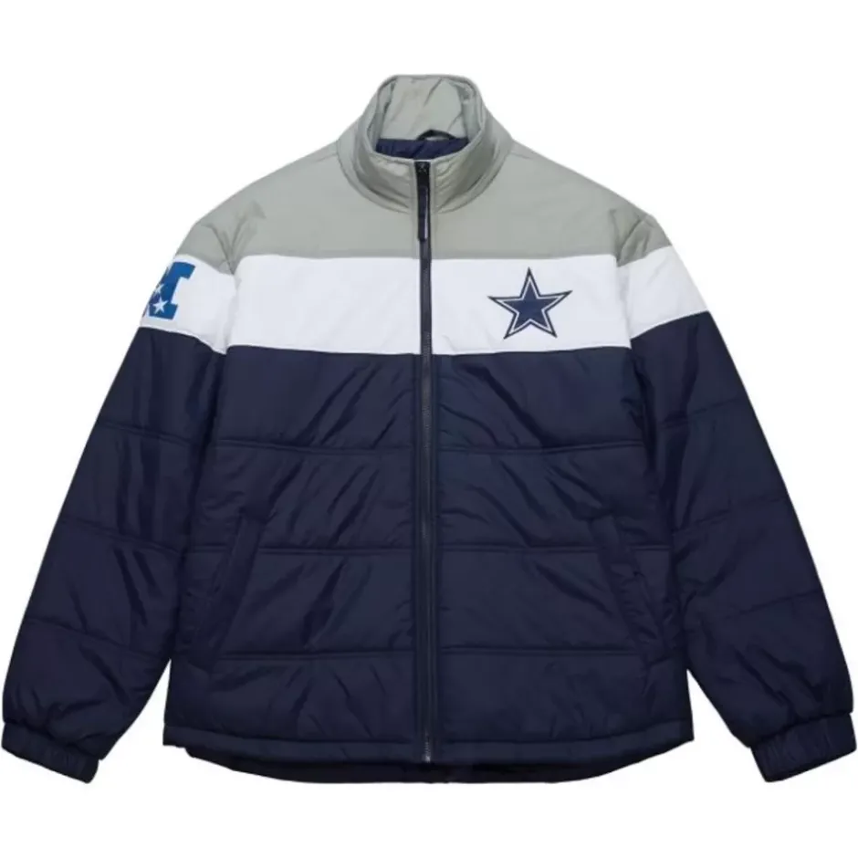 Men Mitchell & Ness Jackets & Outerwear-In The Clutch Puffer Jacket Vintage Logo Dallas Cowboys