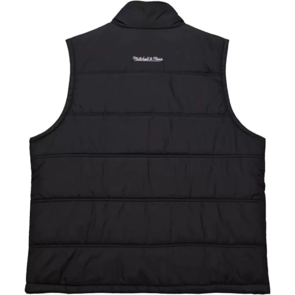 Men Mitchell & Ness Jackets & Outerwear-In The Clutch Puffer Vest Vintage Logo Oakland Raiders