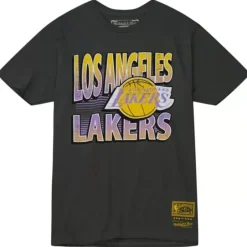 Men Mitchell & Ness T-Shirts & Tops-Incline Stacked Tee Los Angeles Lakers