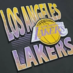 Men Mitchell & Ness T-Shirts & Tops-Incline Stacked Tee Los Angeles Lakers
