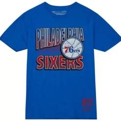 Men Mitchell & Ness T-Shirts & Tops-Incline Stacked Tee Philadelphia 76Ers