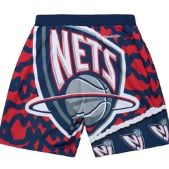 Men Mitchell & Ness Shorts-Jumbotron 2.0 Sublimated Shorts New Jersey Nets