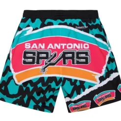 Men Mitchell & Ness Shorts-Jumbotron 2.0 Sublimated Shorts San Antonio Spurs