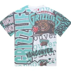 Men Mitchell & Ness T-Shirts & Tops-Jumbotron 2.0 Sublimated Ss Tee Vancouver Grizzlies