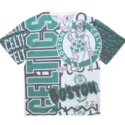 Men Mitchell & Ness T-Shirts & Tops-Jumbotron 2.0 Sublimated Ss Tee Boston Celtics