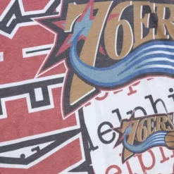 Men Mitchell & Ness T-Shirts & Tops-Jumbotron 2.0 Sublimated Ss Tee Philadelphia 76Ers