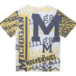 Men Mitchell & Ness T-Shirts & Tops-Jumbotron 2.0 Sublimated Ss Tee University Of Michigan