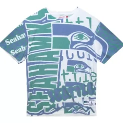 Men Mitchell & Ness T-Shirts & Tops-Jumbotron 2.0 Sublimated Ss Tee Seattle Seahawks