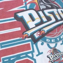 Men Mitchell & Ness T-Shirts & Tops-Jumbotron 2.0 Sublimated Ss Tee Detroit Pistons