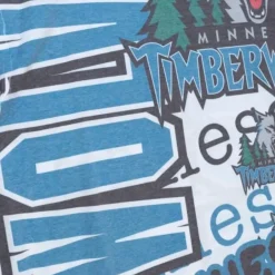 Men Mitchell & Ness T-Shirts & Tops-Jumbotron 2.0 Sublimated Ss Tee Minnesota Timberwolves
