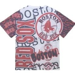 Men Mitchell & Ness T-Shirts & Tops-Jumbotron 2.0 Sublimated Ss Tee Boston Red Sox