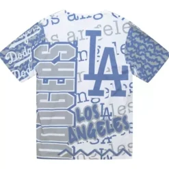 Men Mitchell & Ness T-Shirts & Tops-Jumbotron 2.0 Sublimated Ss Tee Los Angeles Dodgers