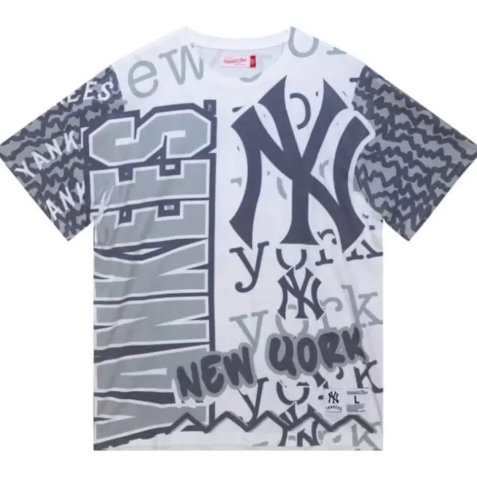 Men Mitchell & Ness T-Shirts & Tops-Jumbotron 2.0 Sublimated Ss Tee New York Yankees