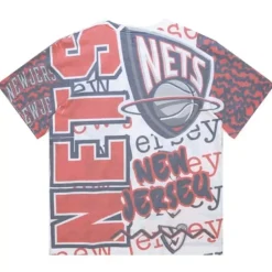 Men Mitchell & Ness T-Shirts & Tops-Jumbotron 2.0 Sublimated Ss Tee New Jersey Nets