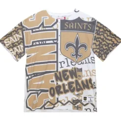 Men Mitchell & Ness T-Shirts & Tops-Jumbotron 2.0 Sublimated Ss Tee New Orleans Saints