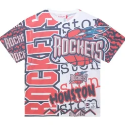Men Mitchell & Ness T-Shirts & Tops-Jumbotron 2.0 Sublimated Ss Tee Houston Rockets