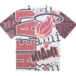 Men Mitchell & Ness T-Shirts & Tops-Jumbotron 2.0 Sublimated Ss Tee Miami Heat