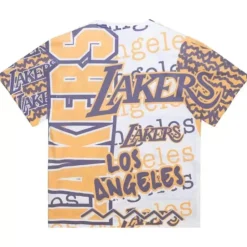 Men Mitchell & Ness T-Shirts & Tops-Jumbotron 2.0 Sublimated Ss Tee Los Angeles Lakers