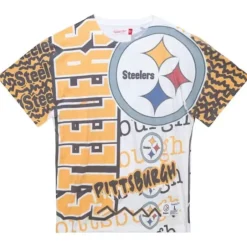 Men Mitchell & Ness T-Shirts & Tops-Jumbotron 2.0 Sublimated Ss Tee Pittsburgh Steelers