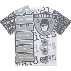 Men Mitchell & Ness T-Shirts & Tops-Jumbotron 2.0 Sublimated Ss Tee Oakland Raiders