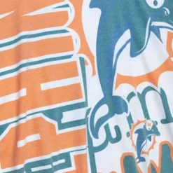 Men Mitchell & Ness T-Shirts & Tops-Jumbotron 2.0 Sublimated Ss Tee Miami Dolphins